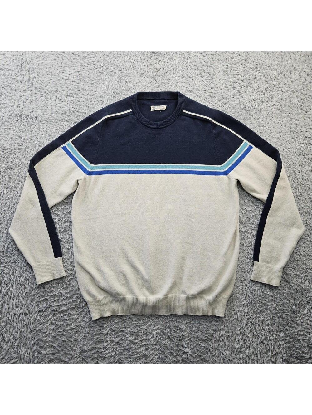 FAIR HARBOR Sweater XL Men Retro Stripe Cotton Blend #V103288